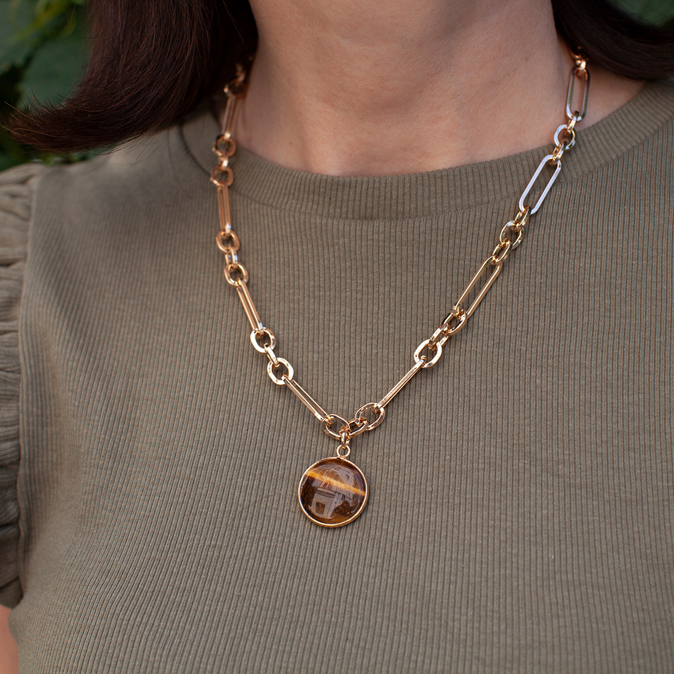 Колье Fiore Luna TIGER EYE LN5147 BR/G