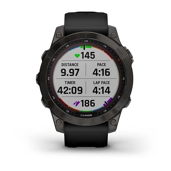 Умные часы Garmin Fenix 7 Sapphire Solar титановый черный DLC с черным ремешком