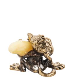 Народные промыслы AM-1143 Фигурка «Обезьяна Манки с бананом» (латунь, янтарь)
