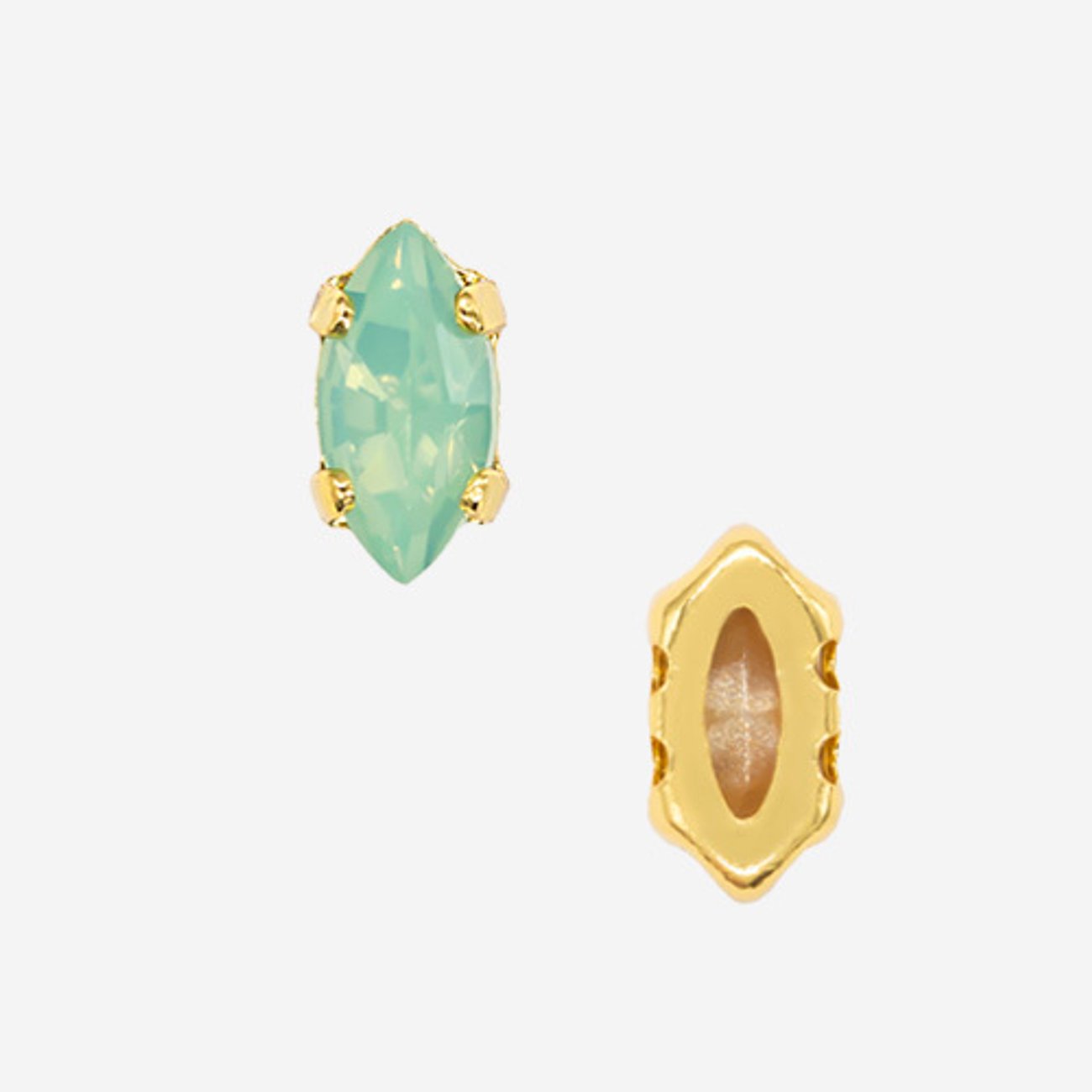 Кристалл Маркиз (Marquise Fancy Stone) в цапах, оттенок "Тихоокеанский Опал"/"Pacific Opal", 6*3мм, позолота