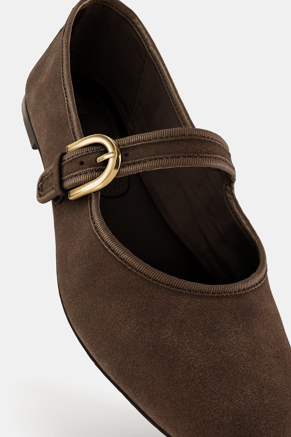 ZARA ЗАМШЕВЫЕ БАЛЕТКИ, ШОКОЛАДНО-КОРИЧНЕВЫЙ