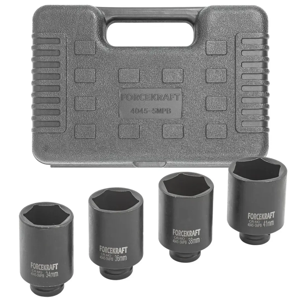 Головки ударные глубокие, набор 4пр., 1/2''(6гр.) FORCEKRAFT FK-4045-5MPB