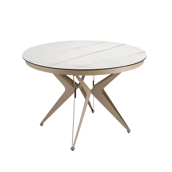 Круглый раздвижной обеденный стол 1119/MC22018DT из мраморной керамики и стали