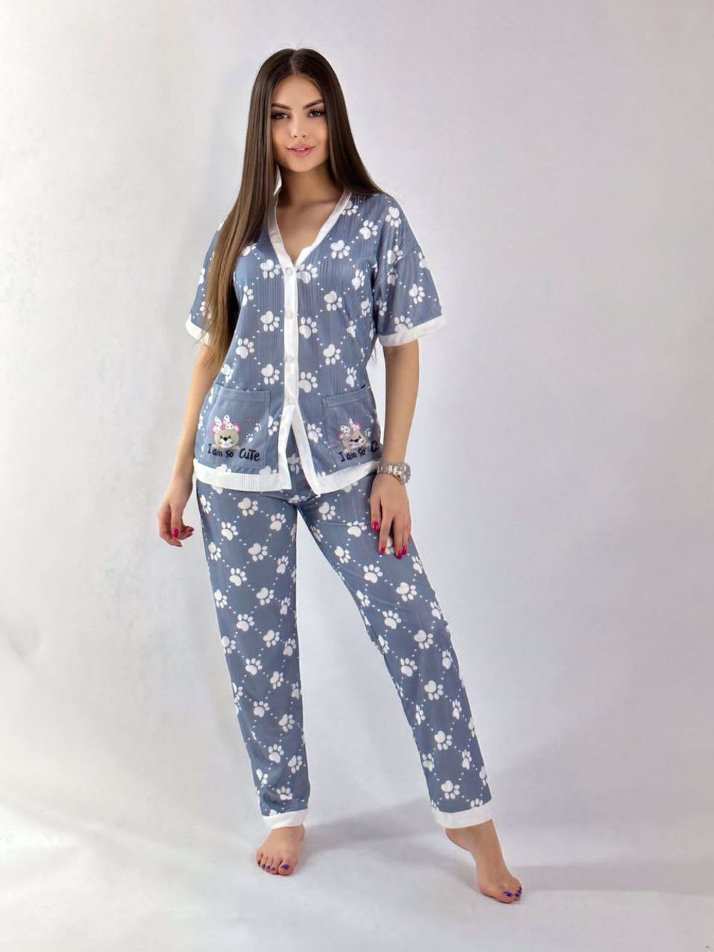 Пижама штаны+рубашка к/р 0240