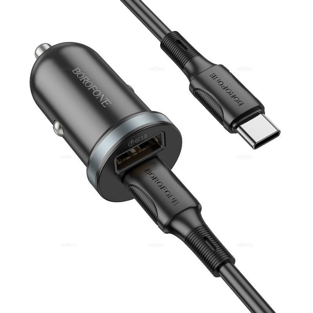 Автомобильный адаптер питания BOROFONE BZ22 PD 30W +QC3.0 + кабель Type-C - Type-C (черный)