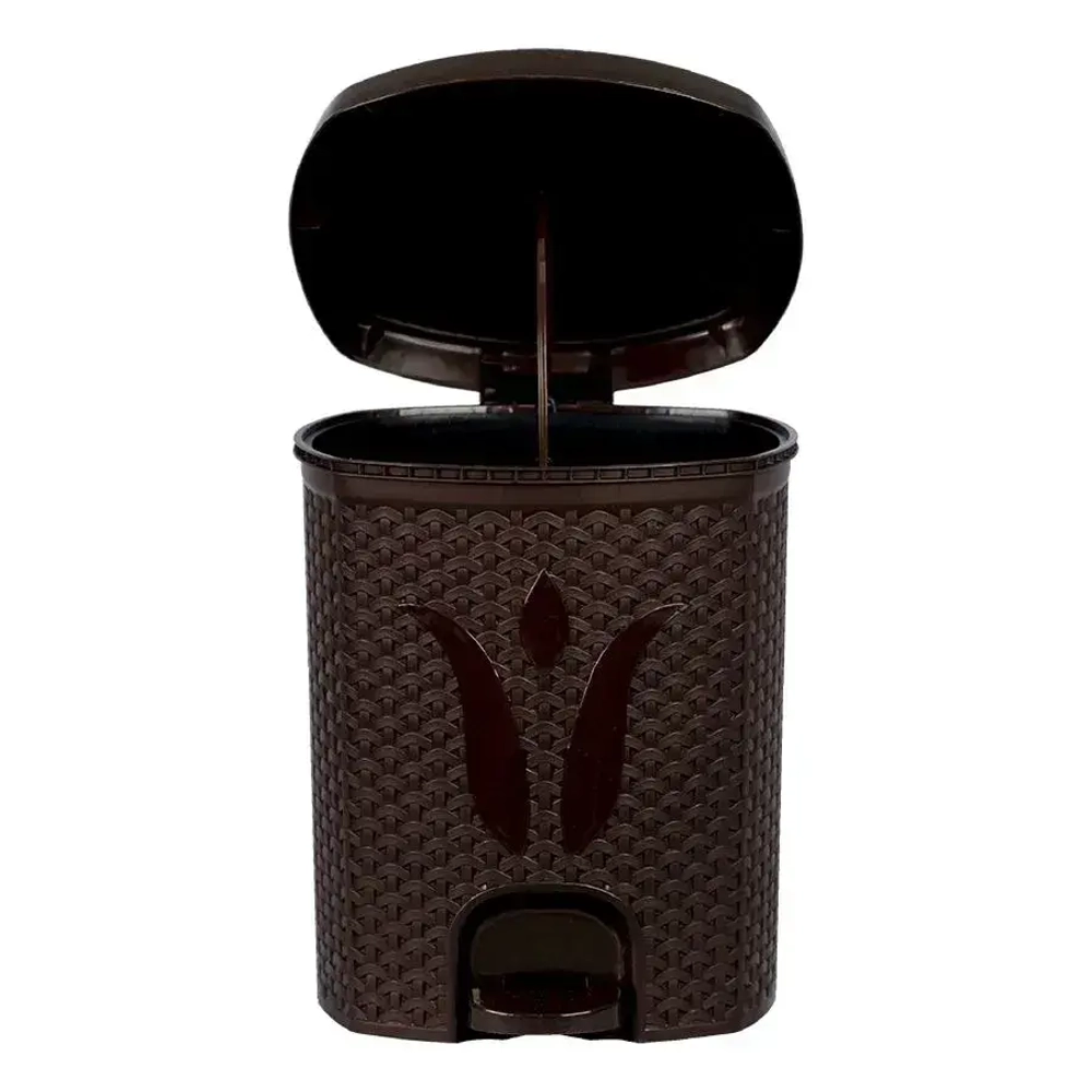 Ведро для мусора с педалью 11л Плетёнка (Шоколадный) (комплект 4 шт)