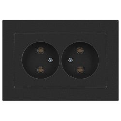 Розетка Intro Accent 6-204-07 , 2х2P, 16А-250В, IP20, СУ, AL/CU, графит | Intro