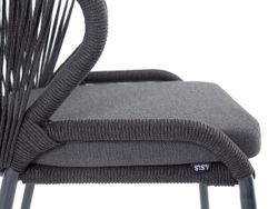 "Милан" стул плетеный из роупа, каркас алюминий темно-серый (RAL7024) муар, роуп темно-серый круглый, ткань темно-серая 027