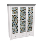 Шкаф 3х дверный со стеклянными дверями «Бейли» белый воск/антрацит