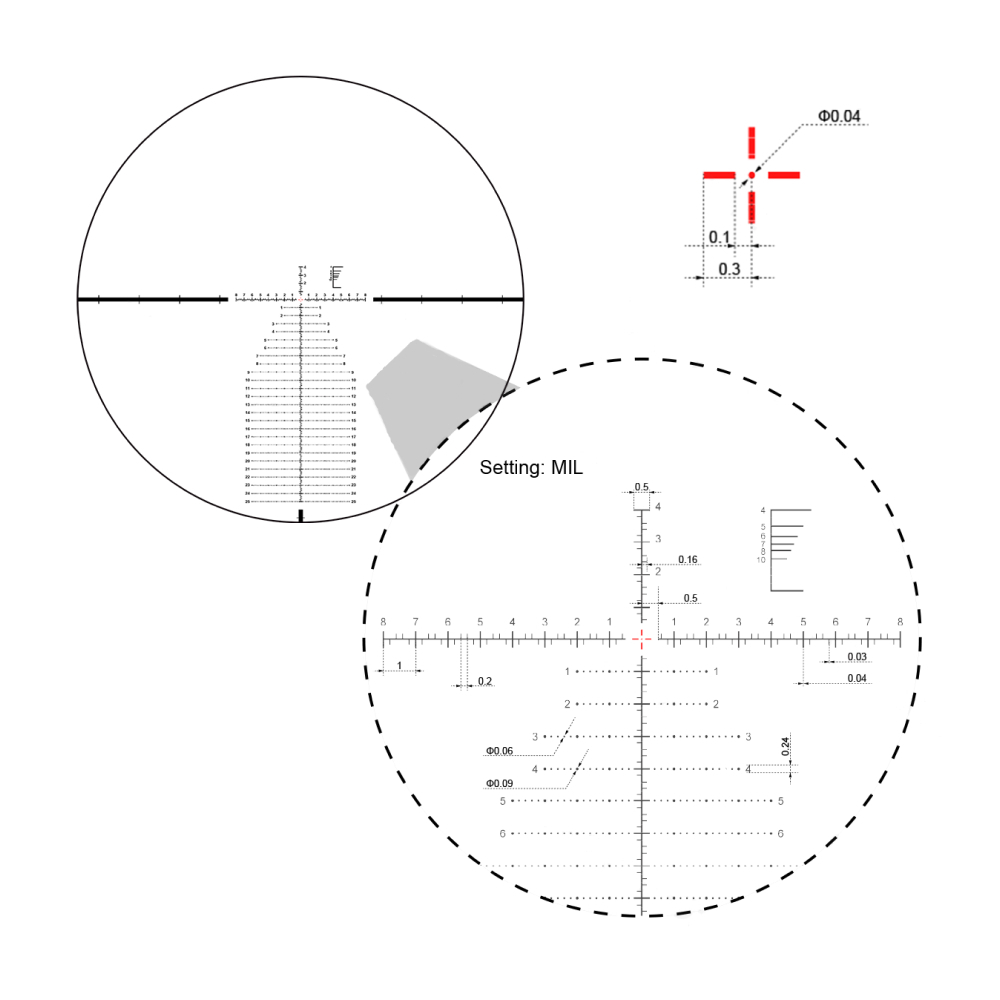 Оптический прицел Vector Optics Continental X6 4-24x56 Ranging FFP, 34мм, сетка VEC-MBR MIL (SCFF-39)