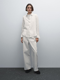 Massimo Dutti Рубашка из струящегося 100% льна, белый