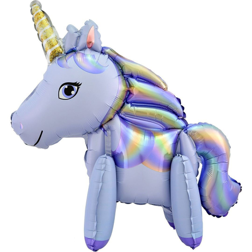 Шар 3D (23''/58 см) Фигура, Единорог, Сиреневый, 1 шт. в уп.