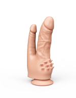 Двойной фаллоимитатор с шипами для массажа клитора - 21 см. (Цвет: телесный)