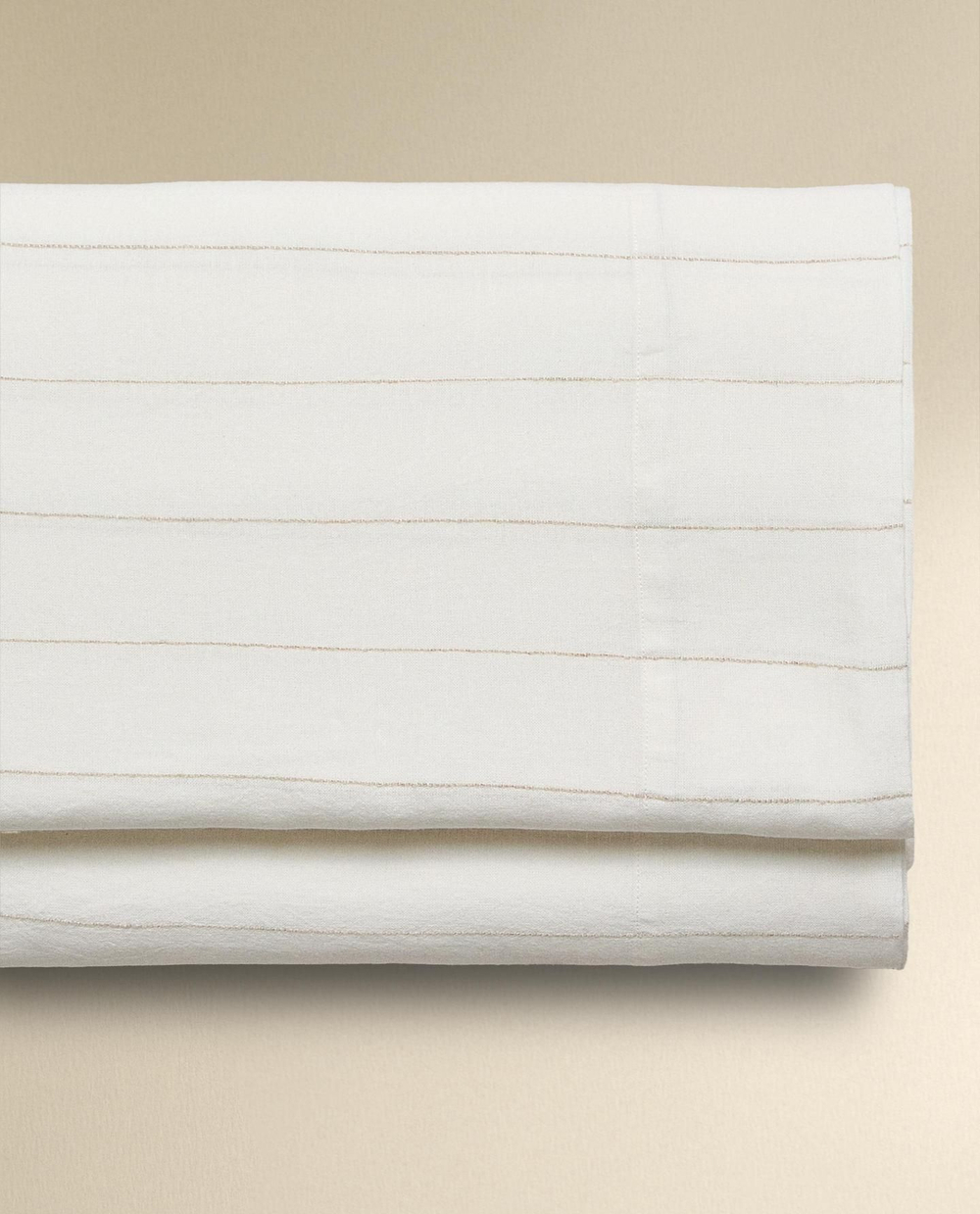 Zara Home - Простыня из хлопка и льна в полоску, белый, 290x280 см