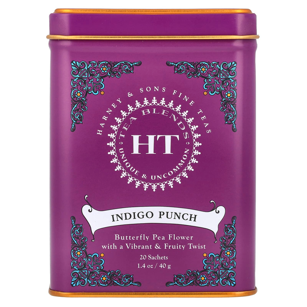 Harney & Sons, HT Tea Blends, пунш Indigo, без кофеина, 20 пакетиков, 40 г (1,4 унции)