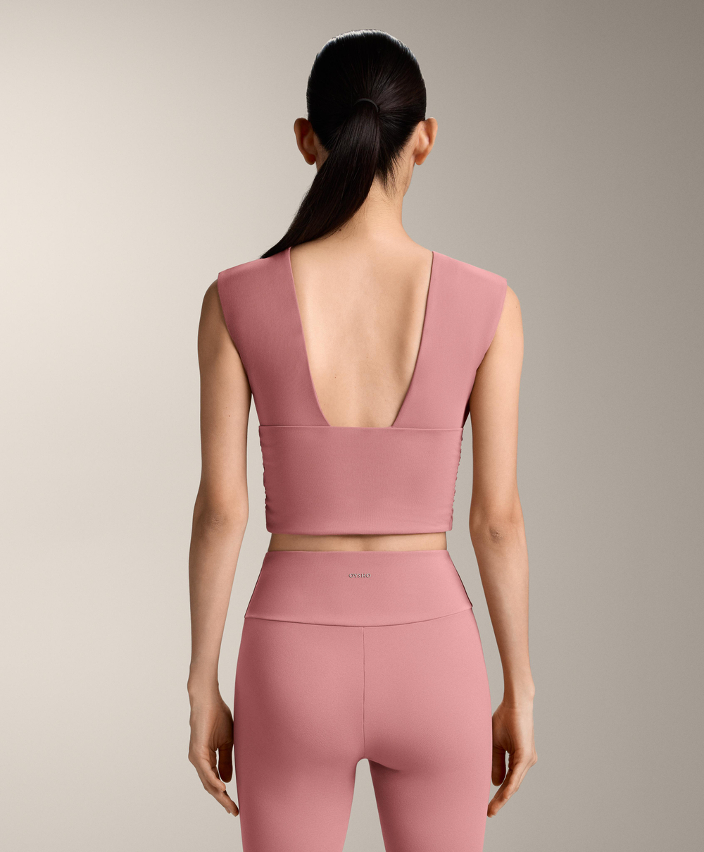 Oysho Топ-майка Comfortlux с перекрестными деталями, светло-розовый