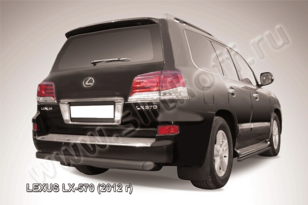 Защита заднего бампера (нержавейка) Lexus LX-570 (2012-2015) d76 радиусная (черный)