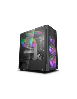 Deepcool MATREXX 55 MESH ADD-RGB 4F без БП, боковое окно (закаленное стекло), 3xARGB 120мм вентилятора спереди, 1xARGB 120мм вентилятор сзади, черный, ATX