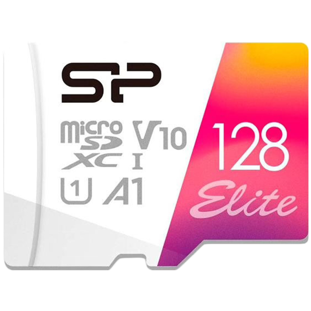 SILICON POWER Elite Colorful  128GB microSD,  V10, U1, A1  Read speeds up to 100 MB/s  with adapter