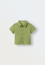 3143-95 Комплект рубашка и шорты из муслина (оливка)