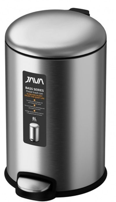 Ведро для мусора с МИКРОЛИФТОМ (круг. САТИН)  8л. JAVA