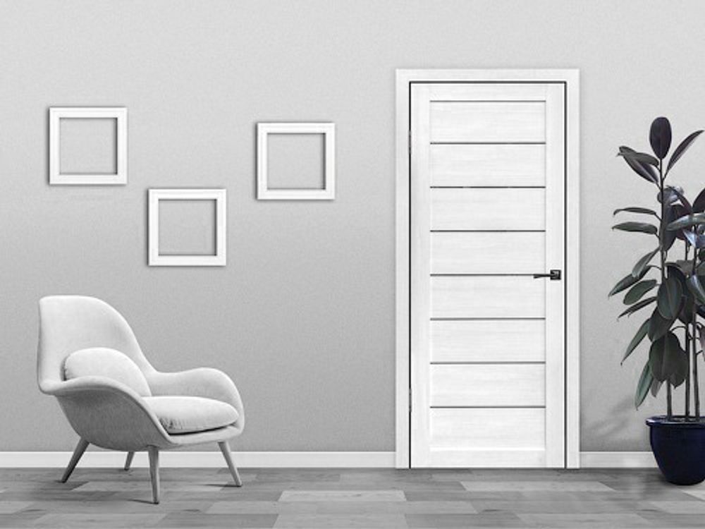 Межкомнатная дверь Тренд Т-1 белая лиственница со стеклом