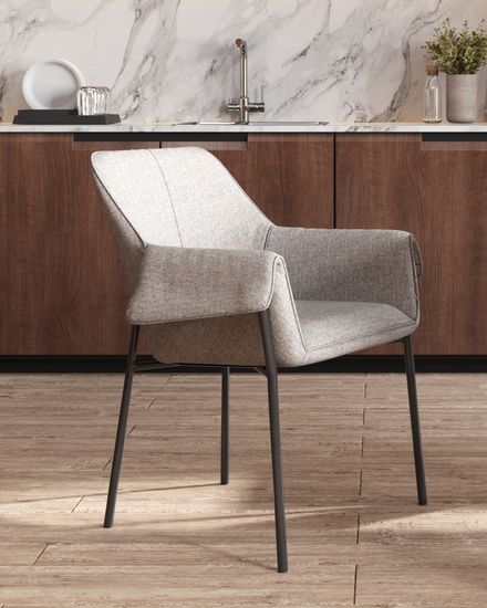 стул Aline с мягкой обивкой рогожка светло-серый