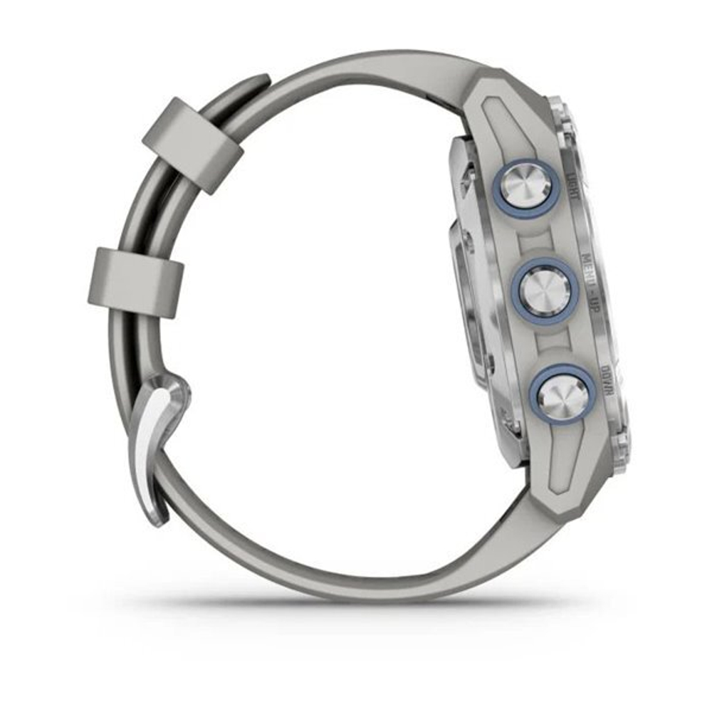 Смарт часы Garmin Descent Mk3 (43 мм) из нержавеющей стали с силиконовым туманно-серым ремешком