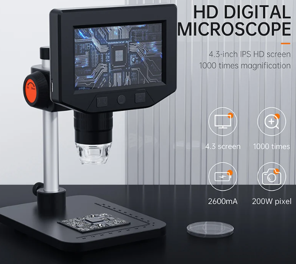 Цифровой микроскоп с металлической подставкой 4,3 дюймов HD 1000X