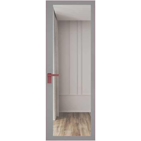 Алюминиевая дверь 2AGК кромка красный антрацит стекло планибель бесцветный прокрас серый