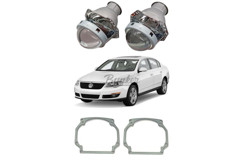 Готовый комплект для замены штатных галогенных линз Volkswagen Passat B6 2005-2010 (Галоген)