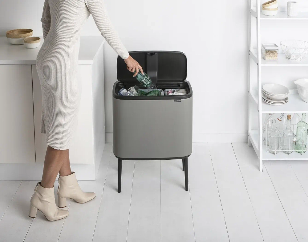 Brabantia Bo Touch 11+23л мусорный контейнер для минерального бетона серый