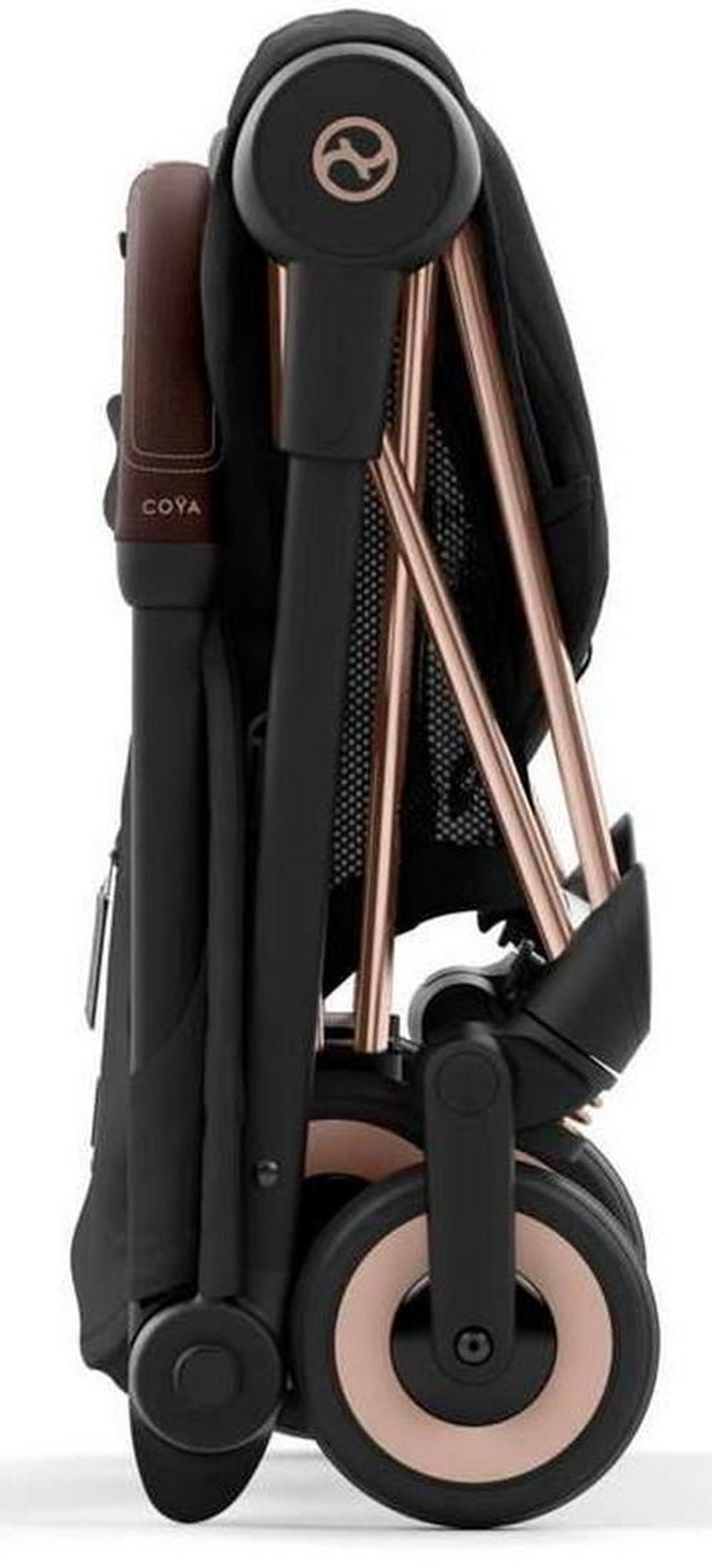 Коляска Cybex Coya Rosegold Frame Cloud G i-Size Moon Black Plus Sepia Black с дождевиком и бампером
