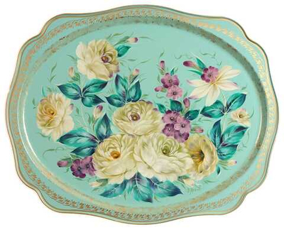 Жостовский поднос декоративный, размер 52х42 см (A27), металлический