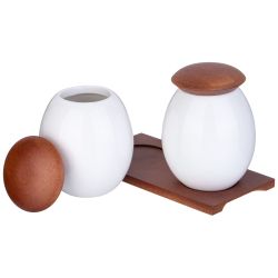 НАБОР БАНОК С ДЕРЕВ. КРЫШКОЙ LEFARD "NATIVE" 18,5*12 СМ 400 МЛ 2 ШТ. НА ДЕРЕВ. ПОДСТАВКЕ (КОР=18ШТ.)