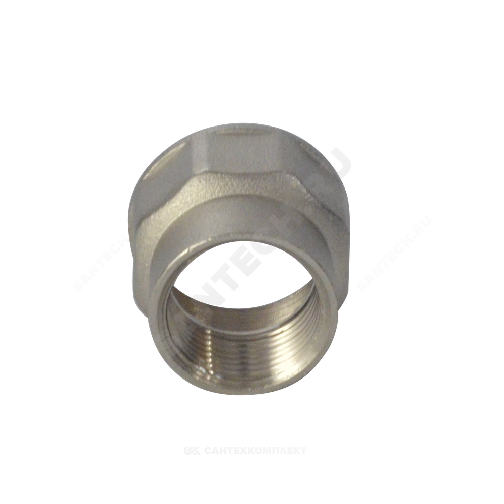Муфта латунь никель переходная Ду 32х15 (1 1/4"х1/2") ВР/ВР RTP (РосТурПласт) 25174