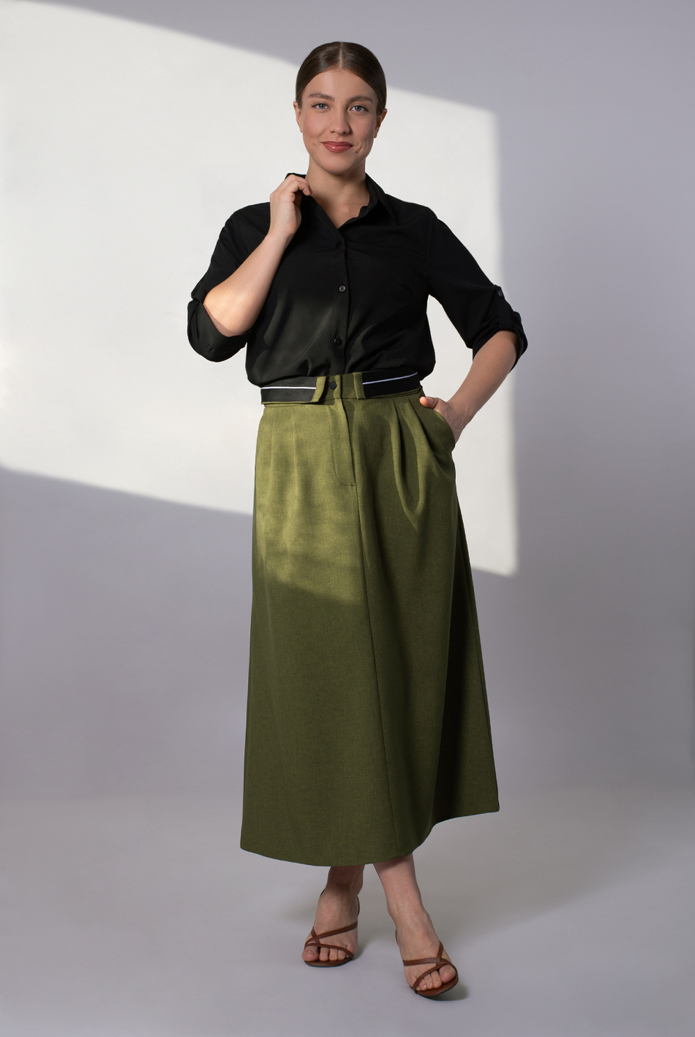 Юбка женская 4043ЛП, оливковый #259Ола014043ЛП