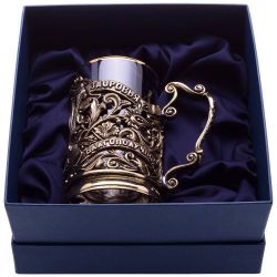 СТАКАН С ПОДСТАКАННИКОМ "ЮБИЛЕЙНЫЙ 65" 250 МЛ