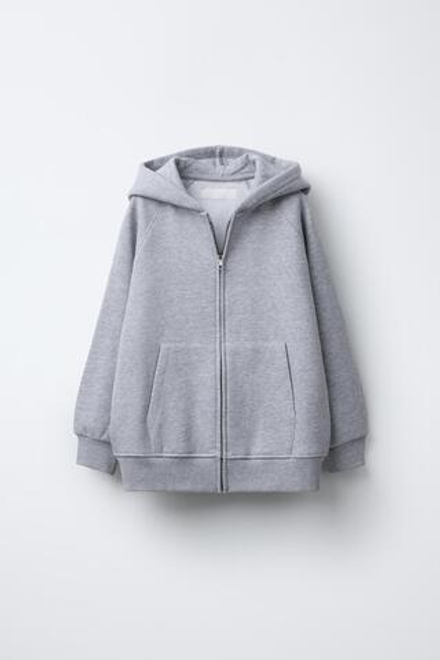 ZARA ХУДИ С МОЛНИЕЙ, СЕРЫЙ С МЕЛАНЖЕВЫМ ЭФФЕКТОМ