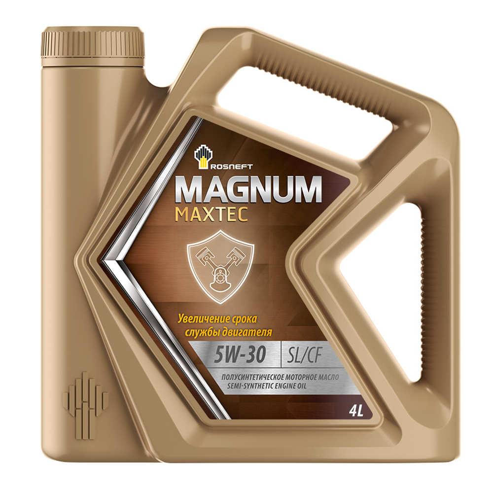 Моторное масло Rosneft Magnum Maxtec 5W-30, SL/CF, полусинтетическое, 4 л