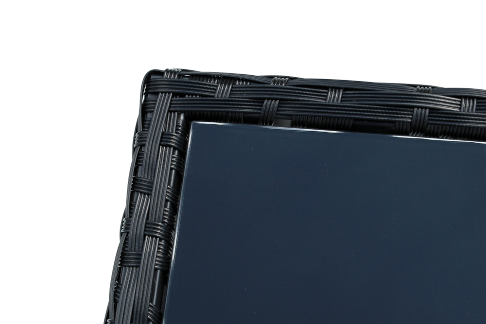 Набор мебели Garden Story Бостон NEW 1 уп. (стол+2кресла+диван ротанг черный, подушки оранжевые)