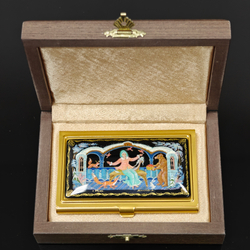 Коллекционная визитница персональная "Снегурочка" с ручной росписью Палех