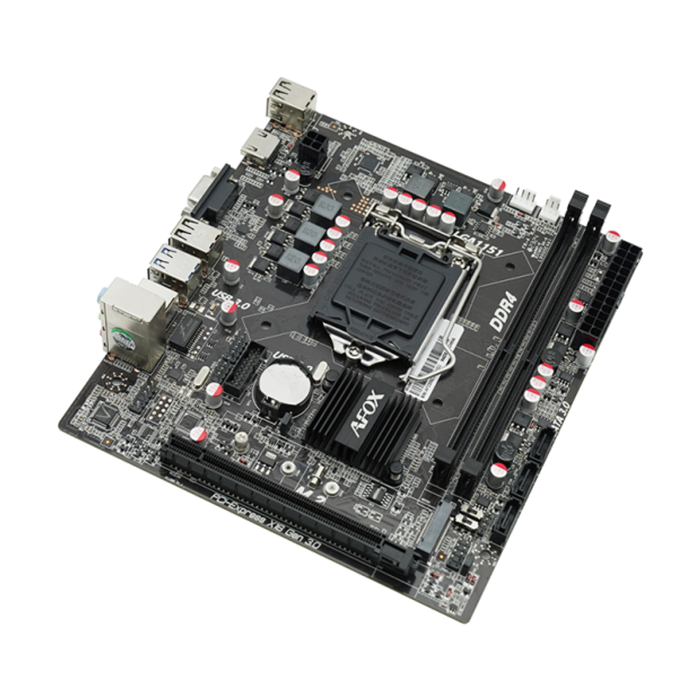 Материнская плата AFOX IH110D4-MA5, Socket1151, mATX, Retail, 2xDDR4, PCIe3.0, 1xM.2, 100LAN, 6xUSB2, 4xUSB3, CPU TDP 95Вт, VGA, HDMI