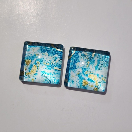 Принт, 12мм, квадрат, стеклянный кабошон