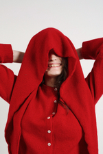 Косынка из кашемира с мериносом красного цвета