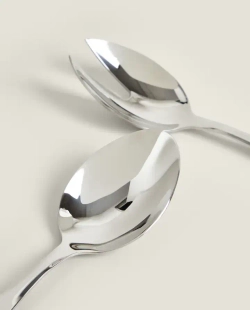 ZARA HOME СЕРВИРОВОЧНЫЙ НАБОР ДЛЯ САЛАТА ИЗ НЕРЖАВЕЮЩЕЙ СТАЛИ (НАБОР ИЗ 2 ПРЕДМЕТОВ), КРЕМОВЫЙ