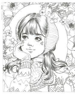 Poetry and girl. Coloring book