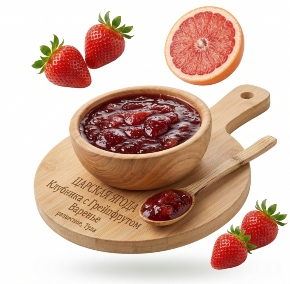 Варенье "Царская ягода" из клубники с грейпфрутом развесное, Тула