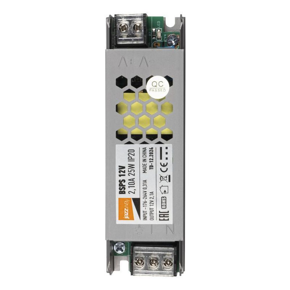 Блок питания для светодиодной ленты 25Вт 2.1А 12В IP20 BSPS метал. JazzWay 3329341A Блок питания для светодиодной ленты 25Вт 2.1А 12В IP20 BSPS метал. JazzWay 3329341A