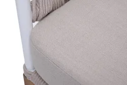 "Диего" кресло плетеное из роупа, основание дуб, каркас алюминий светло-серый (RAL7035) муар, роуп бежевый круглый, ткань бежевая 052